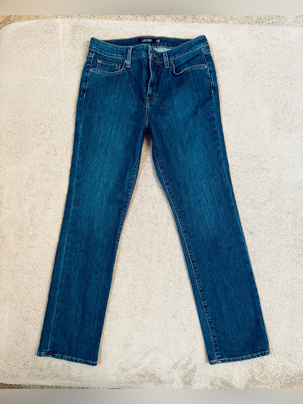 Lauren Ralph Lauren Women’s Size 10 Mid Rise Straight Leg Dark Wash Denim Jeans - Picture 2 of 12